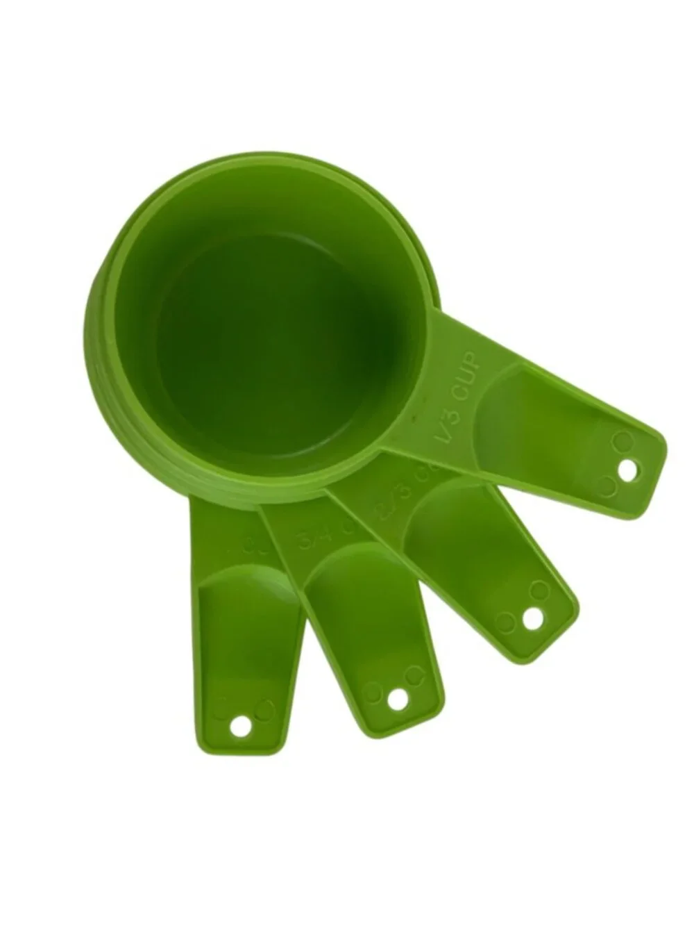 Vintage Tupperware Measuring Cups Set Of 4 Green Plastic 1 To 1/3 Cup